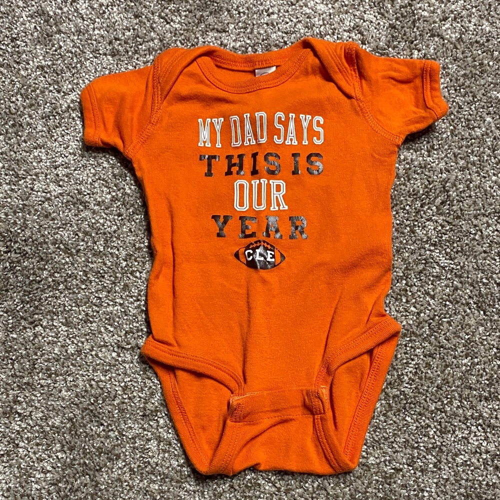 Orange Football-Themed Baby Onesie Cleveland browns 6 months